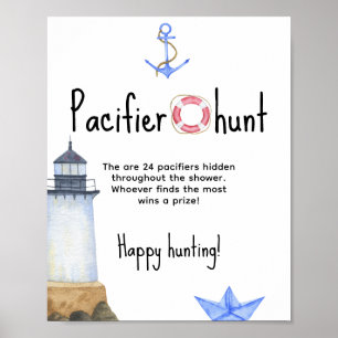 Aquarell Marine - Schnuller Jagd Spiel Baby Shower Poster