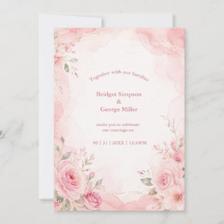 Aquarell-Marmor-Rosa-Rosen-Hochzeitsblüte Einladung