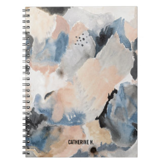 Aquarell-Marmormarine und rosa Notizbuch Notizblock