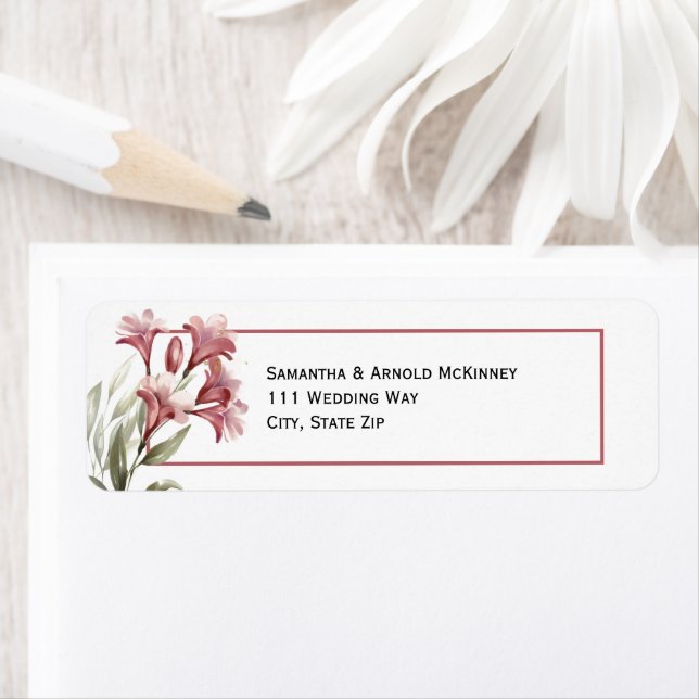 Aquarell-Marone-Blumen-Hochzeitsadresse (Insitu)