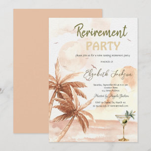 Aquarell-Martini-Glas-Rustikale-Palmen-Ruhestand  Einladung