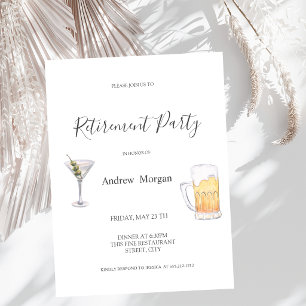 Aquarell Martini, Party für die Beer-Rente Einladung