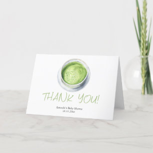 Aquarell-Matcha-Latte-Baby-Shower-Dankeschön Dankeskarte