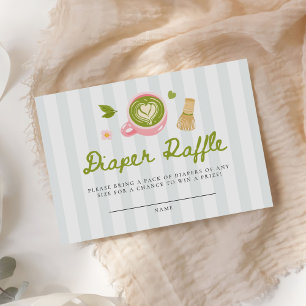 Aquarell Matcha Latte Windel-Raffle Begleitkarte