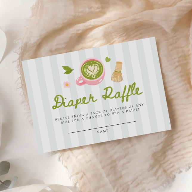 Aquarell Matcha Latte Windel-Raffle Begleitkarte (Von Creator hochgeladen)