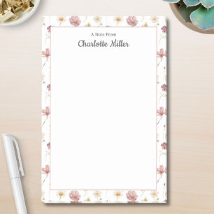 Aquarell-Mauve-Weiß-Blumenmuster personalisiert Post-it Klebezettel