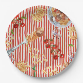 Aquarell Meatball Italienische Lebensmittelillustr Pappteller