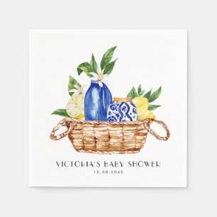 Aquarell Mediterrane Körbe Babydusche Serviette