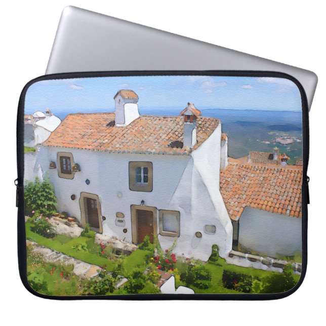 Aquarell Mediterranes Haus Laptopschutzhülle (Vorderseite)