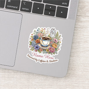 Aquarell-Medizin-Kaffee-Blumen Personalisierter Na Aufkleber