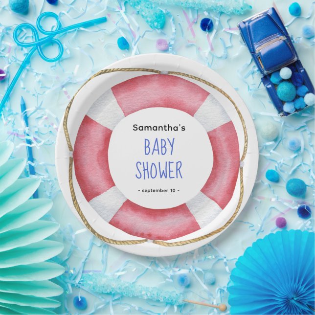 Aquarell Meereslebewesen - Babydusche Pappteller (Party)