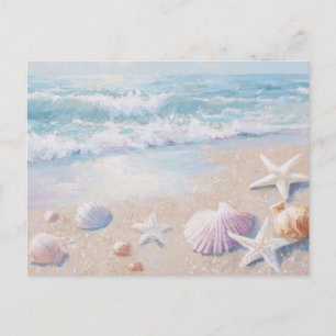 Aquarell Meeresschalen Küstenkunst Postkarte