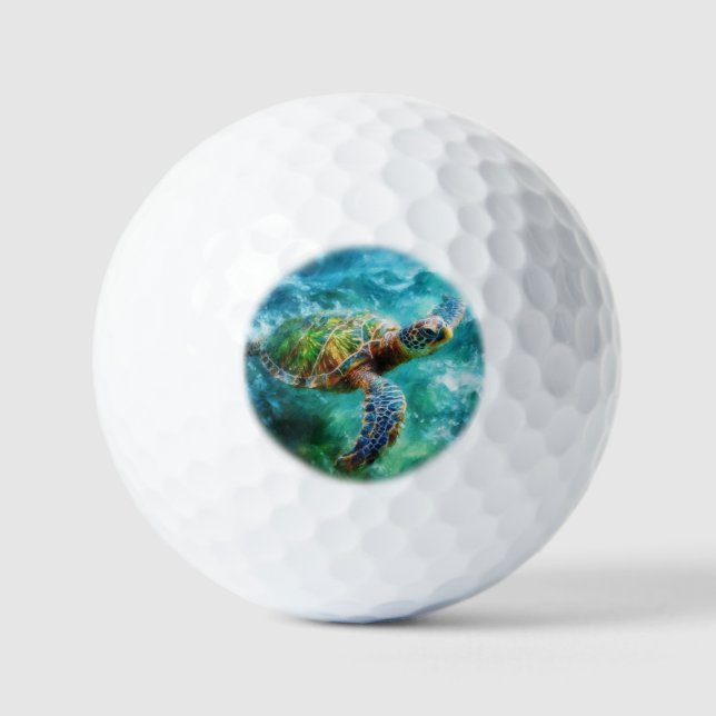 Aquarell Meeresschildkröte Golfball (Vorderseite)