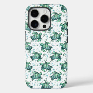 Aquarell Meeresschildkröte grün blau Muster Tier iPhone 16 Pro Hülle