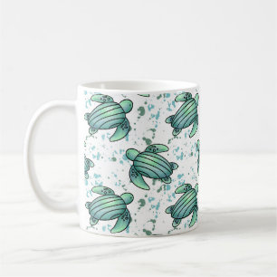 Aquarell Meeresschildkröte grün blau Muster Tier Kaffeetasse