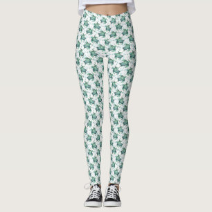 Aquarell Meeresschildkröte grün blau Muster Tier Leggings