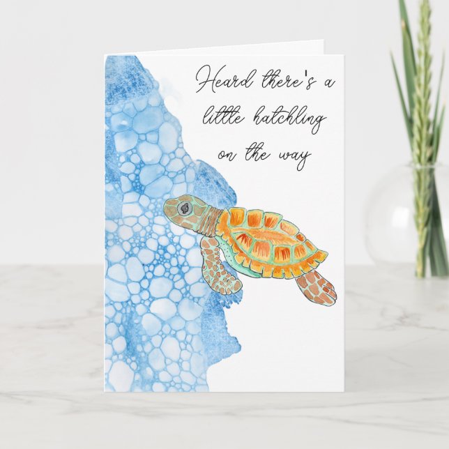 Aquarell Meeresschildkröte Individuelle Babyparty Karte (Vorderseite)