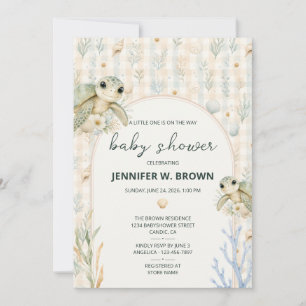 Aquarell Meeresschildkröte Küsten-Baby-Party Einladung