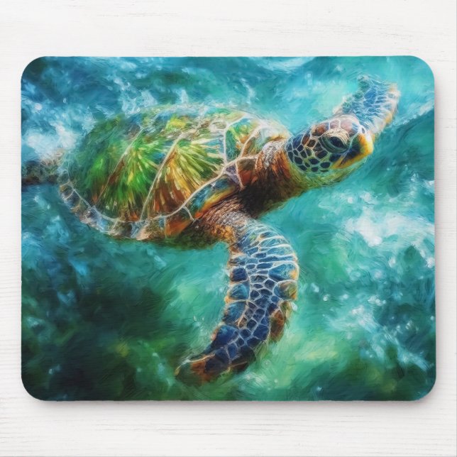 Aquarell Meeresschildkröte Mousepad (Vorne)