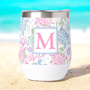 Aquarell-Meeresschildkröten-Monogramm
