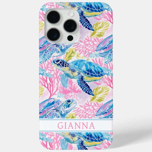 Aquarell Meeresschildkröten Monogramm  Case-Mate iPhone Hülle (Rückseite)
