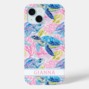 Aquarell-Meeresschildkröten-Monogramm Case-Mate iPhone Hülle