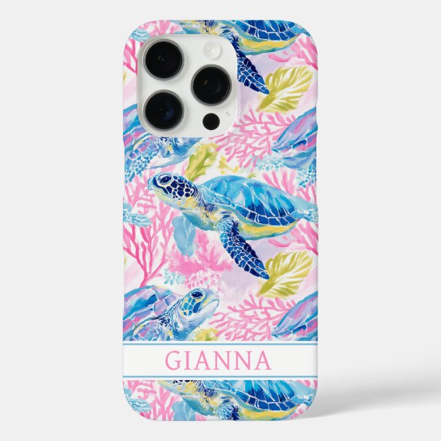 Aquarell Meeresschildkröten Monogramm  Case-Mate iPhone Hülle (Rückseite)
