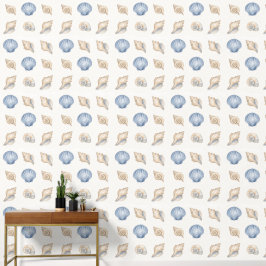 Aquarell-Meeresschnecken-Küsten-Wallpaper Tapete