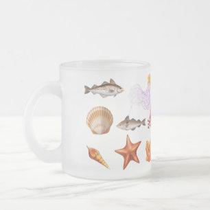Aquarell-Meeresschnecken & Seestern Nautilus Küste Mattglastasse