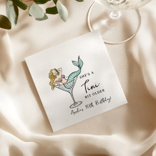 Aquarell-Meerjungfrau-Martini-Geburtstags-Brunch-S Serviette