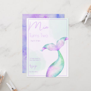 Aquarell Meerjungfrau Schwanz Meerjungfrau Geburts Einladung