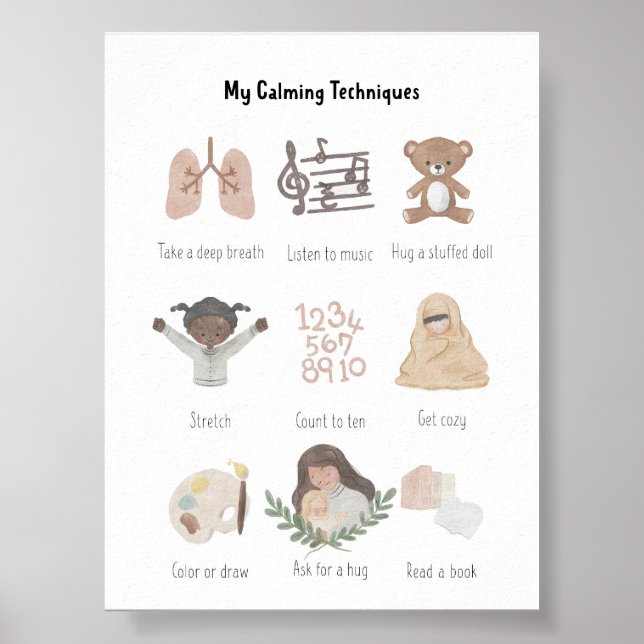 Aquarell Meine beruhigenden Techniken Diagramm Pos Poster (Vorne)