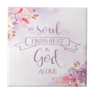 Aquarell Meine Seele findet Ruhe, Ps 62:1 Fliese