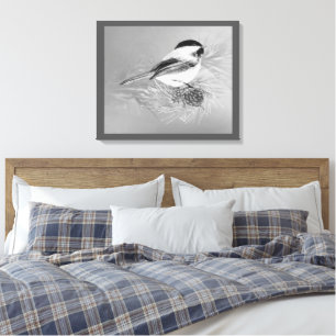 Aquarell-Meise-Vogel-Tannenzapfen-Naturkunst Leinwanddruck