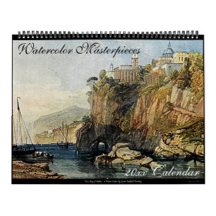 Aquarell-Meisterwerke 2024 Vintage-Kunst Große Wan Kalender