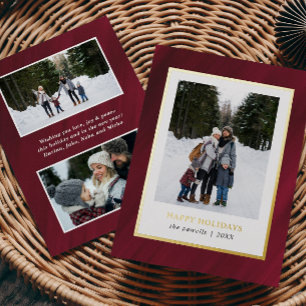 Aquarell Merlot Red Frame 3 Fotos Weihnachten Folien Feiertagskarte
