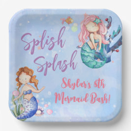 Aquarell Mermaid Bash Geburtstagspapier-Teller Pappteller