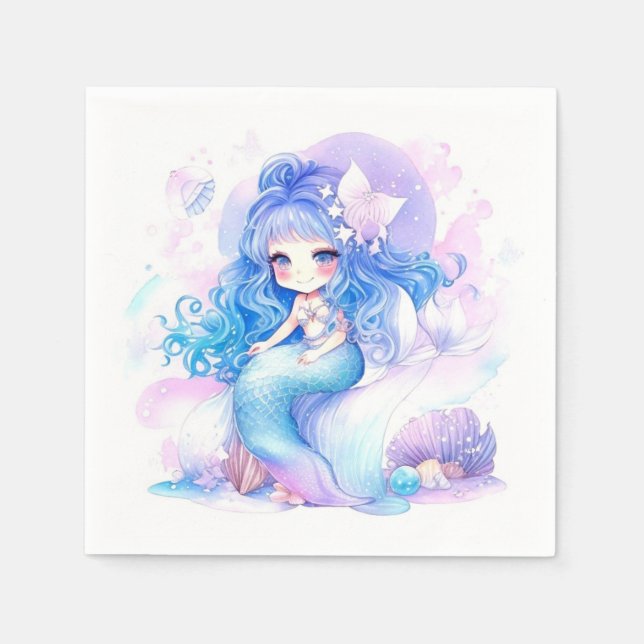 Aquarell Mermaid Princess Baby Dusche Serviette (Vorderseite)