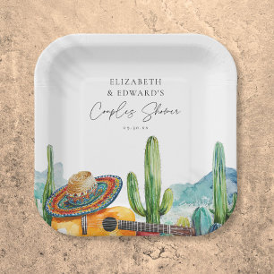Aquarell Mexican Cactus Fiesta Paare Dusche Pappteller