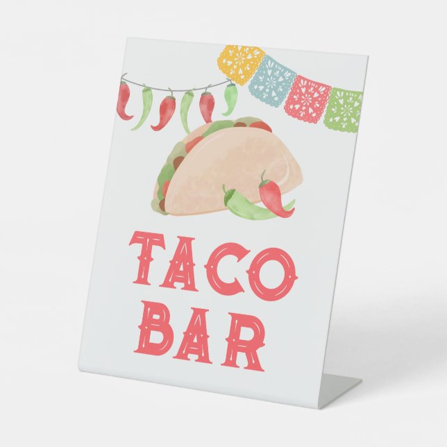 Aquarell Mexican Fiesta Taco Bar Sockelschild (Vorderseite)