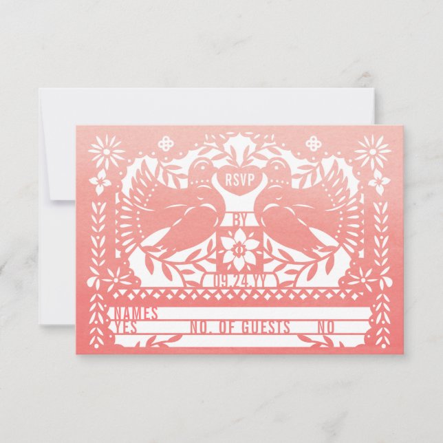 Aquarell Mexikanische Fantail Doves Papel Picado U Einladung (Vorderseite)