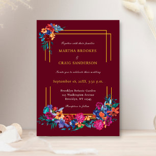 Aquarell-Mexikanische Fiesta-Blumen-Hochzeit Burgu Einladung