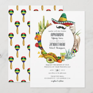 Aquarell-Mexikanische Fiesta-Hochzeit Einladung