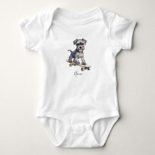 Aquarell Miniatur Schnauzer Baby Bodysuit Strampler