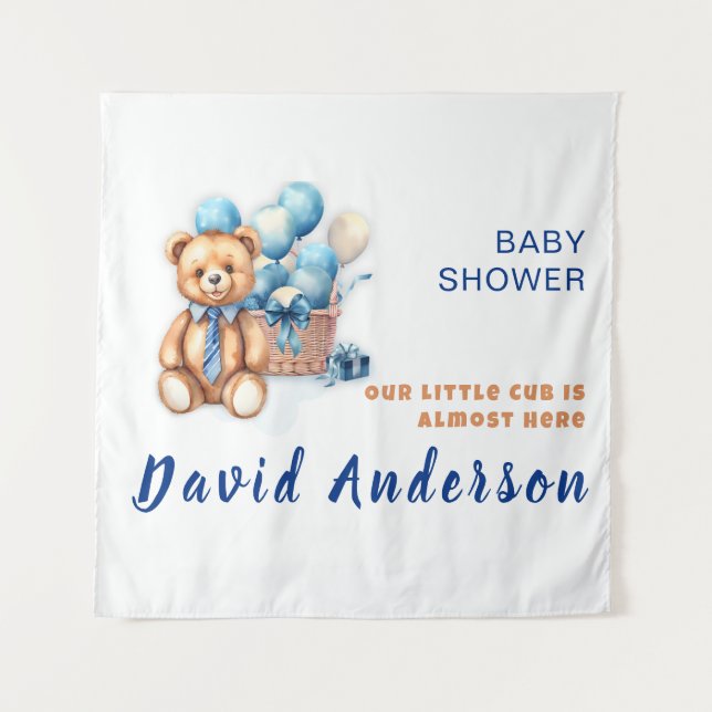Aquarell minimalist Baby Shower Junge Wandteppich (Vorderseite)