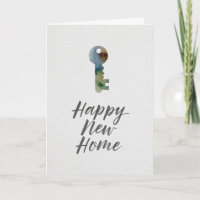 Aquarell-Minimalist-Schlüssel-Glückwunschkarte zum