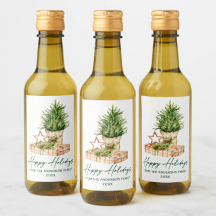 Aquarell Minimalistisch Holiday Calligraphy Tinte  Weinetikett