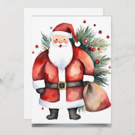 Aquarell Minimalistisch Santa Bag Corporate Xmas Feiertagskarte