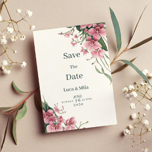 Aquarell-Mint-Rosa-Orchideen-Hochzeitseinladung zu Einladung
