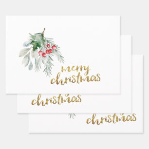 Aquarell Mistelzweig Geschenkpapier Set